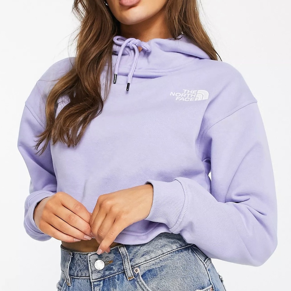 The North Face cropped hoodie in lilac